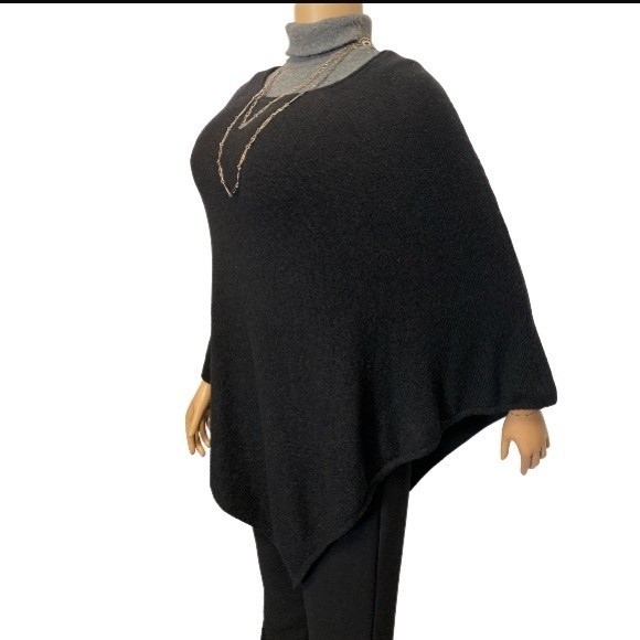 Rachel Rachel Roy Poncho Wool Black Asymmetric hemline Size Os - Picture 5 of 11